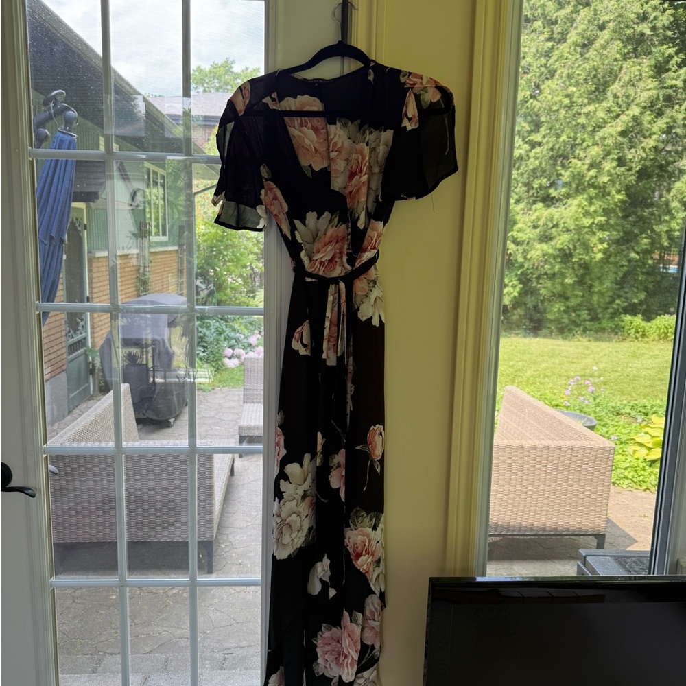 Dynamite Black and Pink Floral Maxi Dress